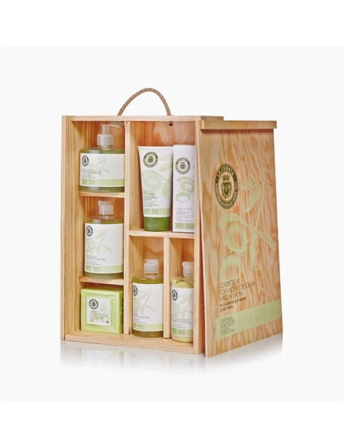 ESTUCHE REGALO DE MADERA DE COSMÉTICA BASE ACEITE DE OLIVA VIRGEN EXTRA